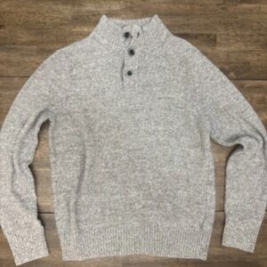 #166 Orvis Men's Gray Sweater with Button Collar vintage XL